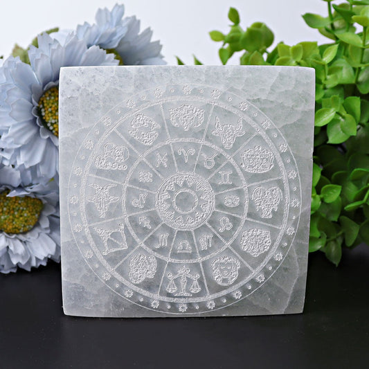 3.8" Square Selenite Coaster with Printing Wholesale Crystals