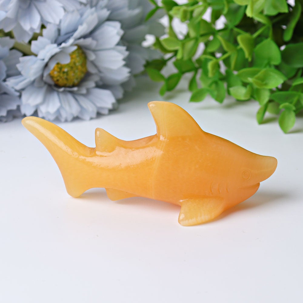 4" Honey Calcite Shark Crystal Carvings Wholesale Crystals