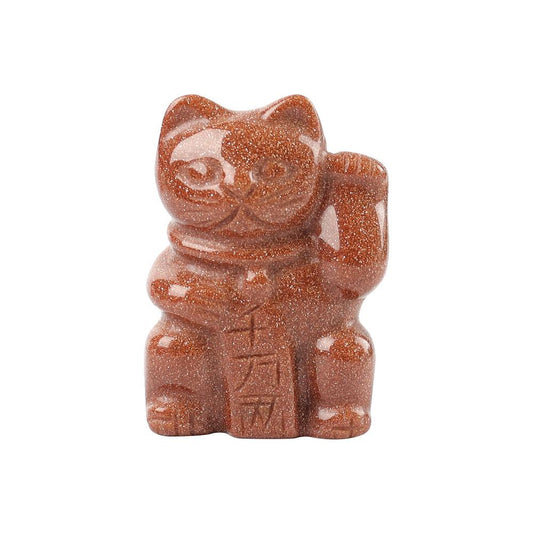 2" Gold Sandstone Crystal Carving Lucky Cat Wholesale Crystals