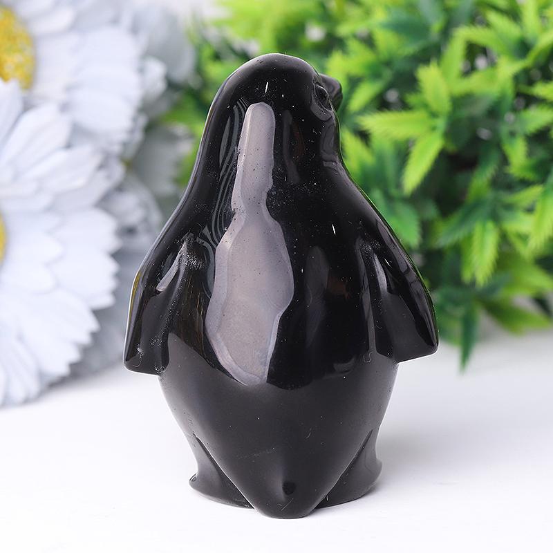 3.2" Silver Obsidian Penguin Crystal Carvings Wholesale Crystals