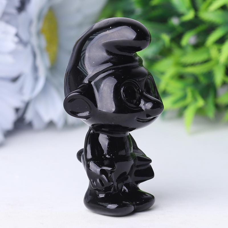 2.5" Black Obsidian Smurfs Crystal Carvings Wholesale Crystals