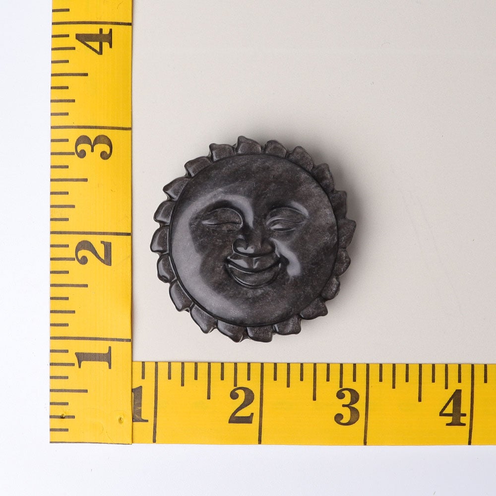 2" Silver Obsidian Sun Face Crystal Carving Wholesale Crystals