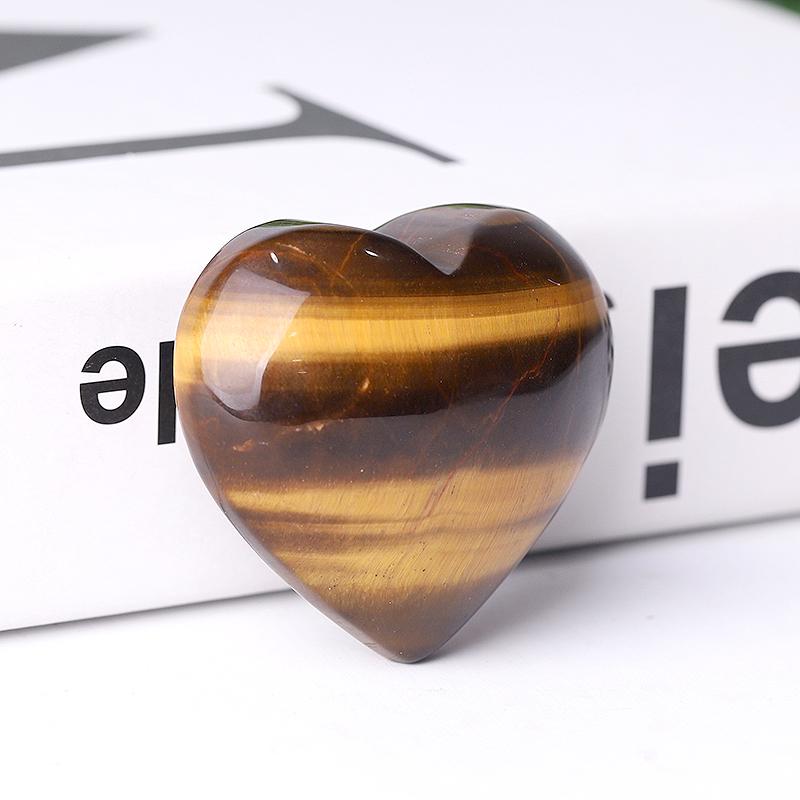 2" Tiger's Eye Heart Crystal Carvings Wholesale Crystals