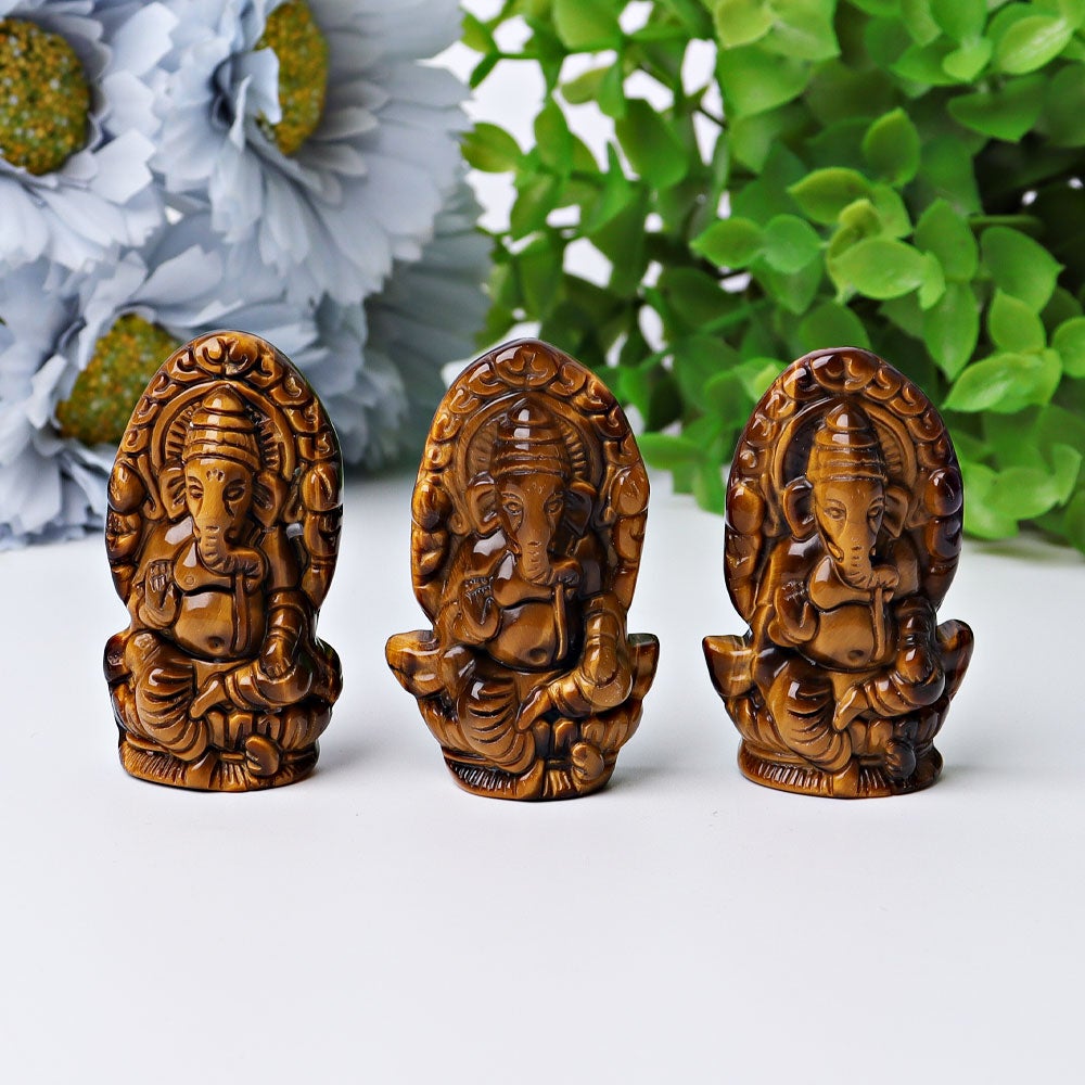 1.9" Tiger's Eye Ganesha Crystal Carving Wholesale Crystals