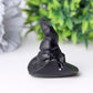 2" Black Obsidian Witch Hat Crystal Carving Halloween Gift Wholesale Crystals