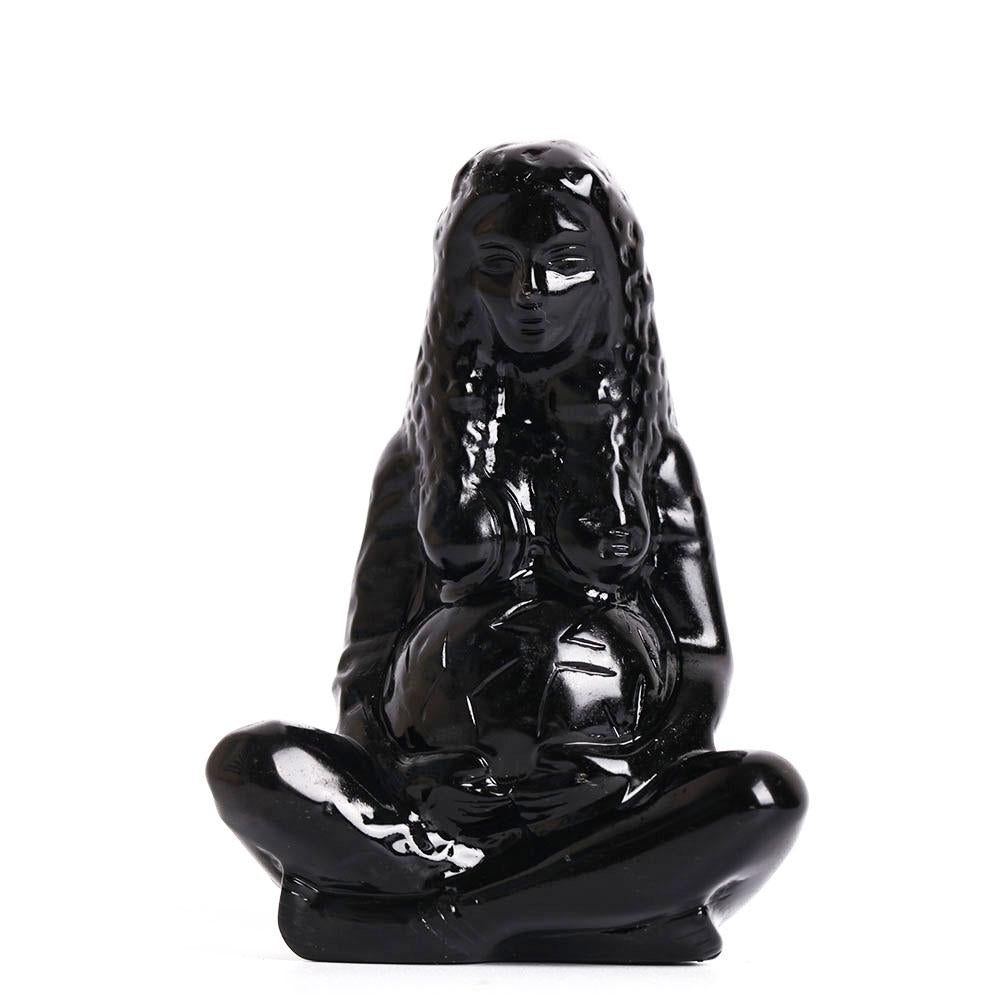 Black Obsidian Earth Mother Goddess Crystal Carving Statue Wholesale Crystals