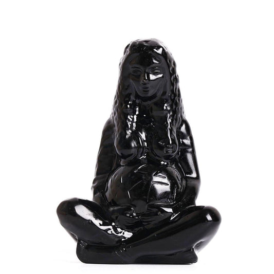 Black Obsidian Earth Mother Goddess Crystal Carving Statue Wholesale Crystals