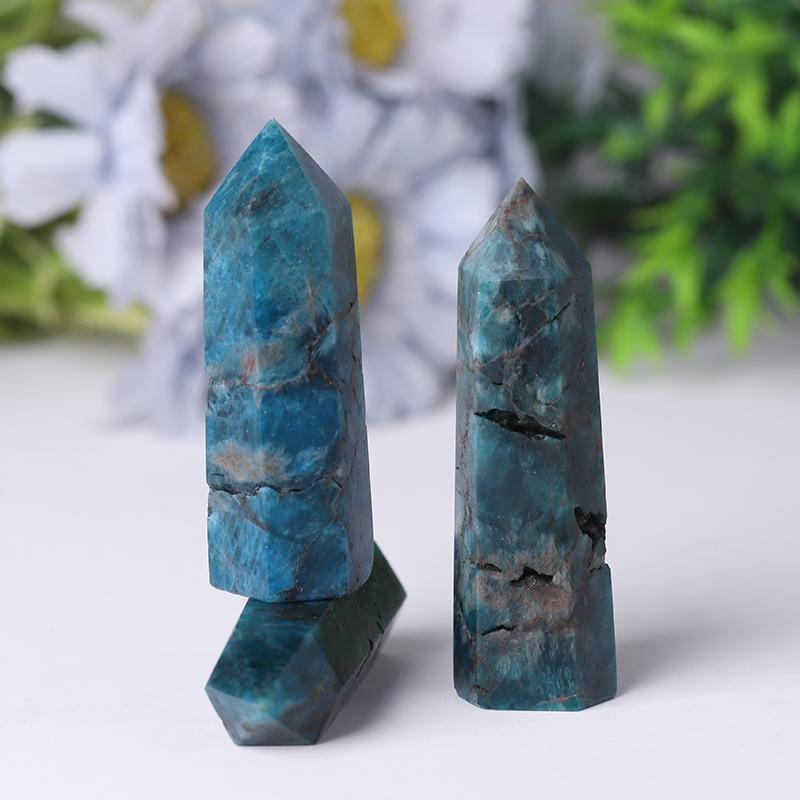 Natural Blue Apatite Point Healing Crystal Tower Wholesale Crystals
