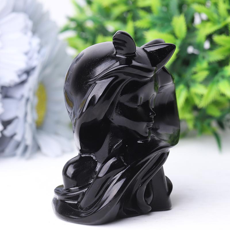 3.3" Black Obsidian Devil Crystal Carvings Wholesale Crystals