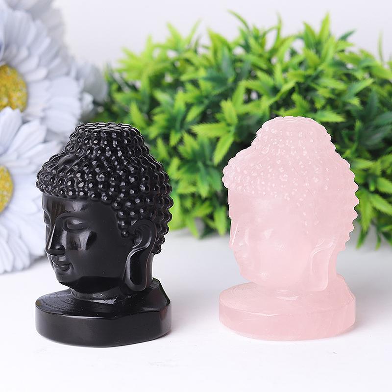 3" Buddha Head Crystal Carvings Wholesale Crystals