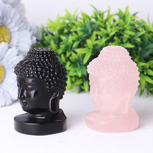 3" Buddha Head Crystal Carvings Wholesale Crystals
