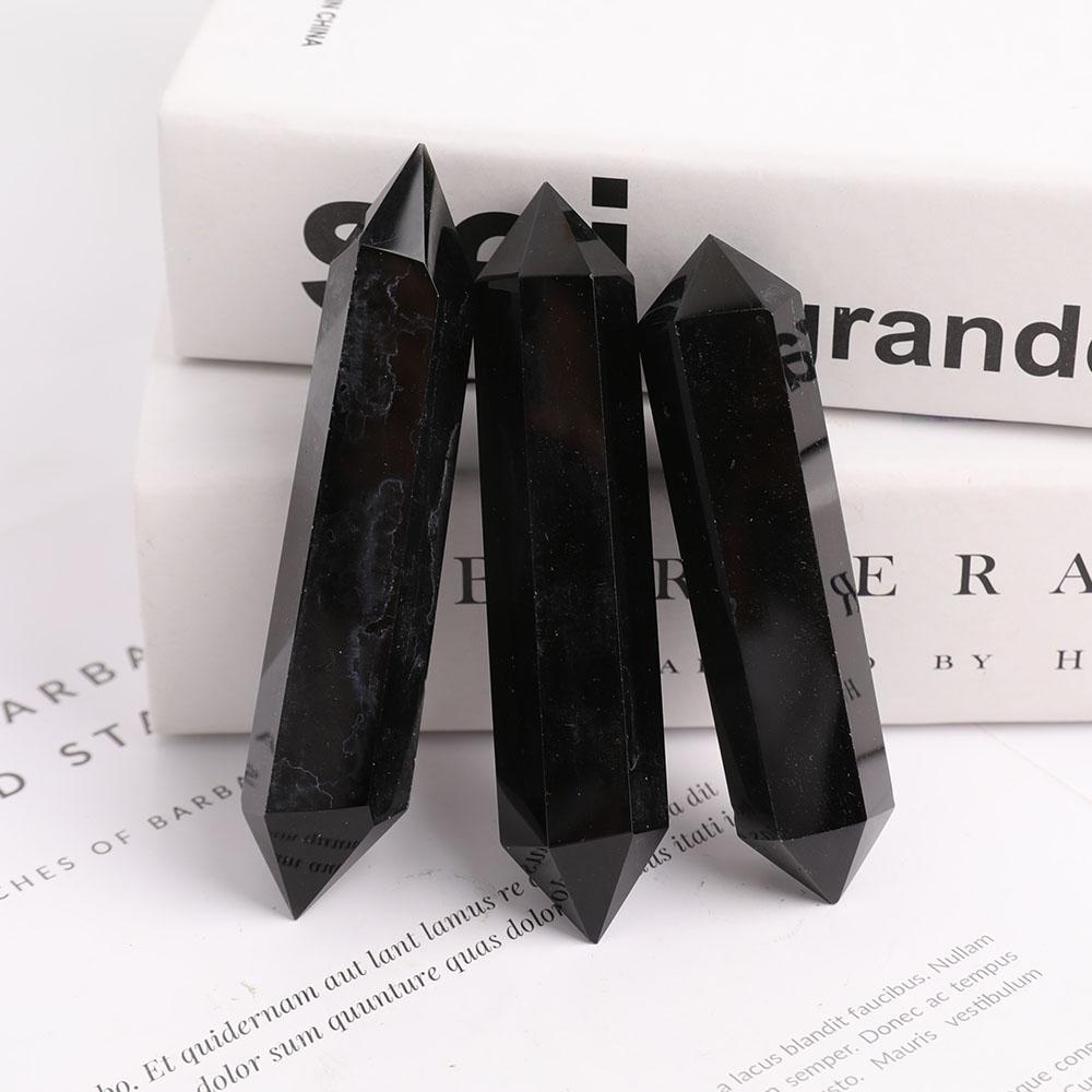 Black Obsidian Double Terminated Points Wholesale Crystals