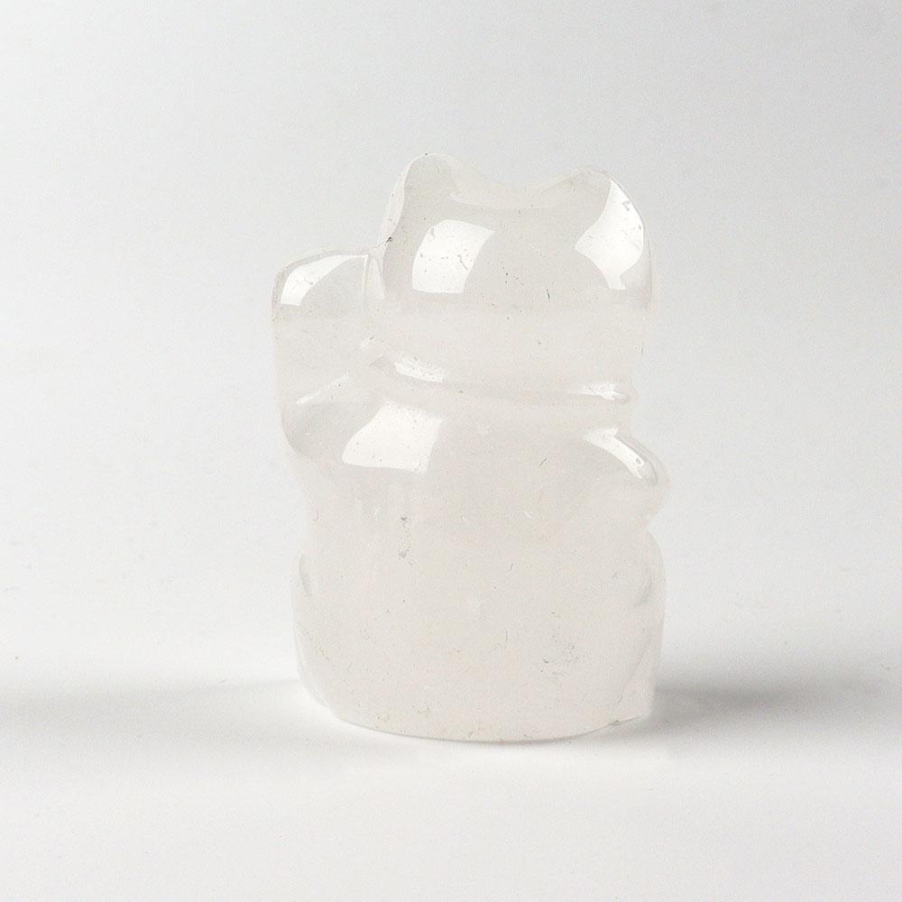 2" Clear Quartz Crystal Carving Lucky Cat Wholesale Crystals