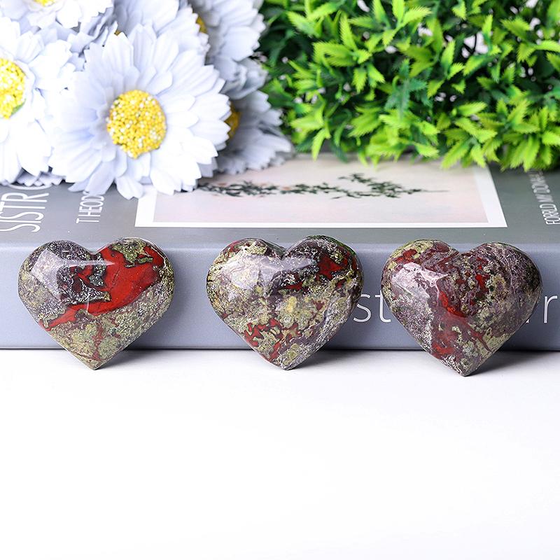 2.0-2.5"Dragon Blood Stone Heart Shape Crystal Carvings Wholesale Crystals
