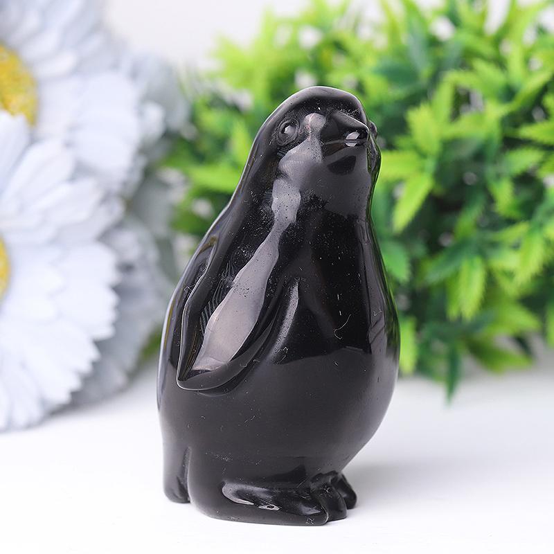 3.2" Silver Obsidian Penguin Crystal Carvings Wholesale Crystals
