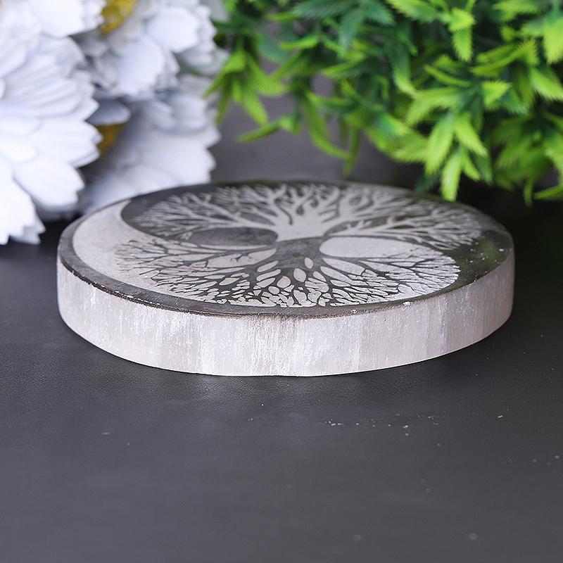 4" Selenite Plate with Print Wholesale Crystals