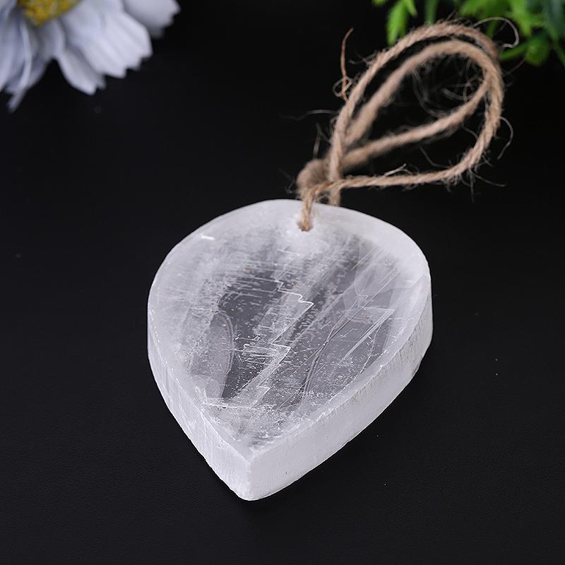3.3" Clear Selenite Drop Shape with Hanging Rope Wholesale Crystals