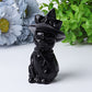 3.5" Black Obsidian Cat with Witch's Hat Crystal Carvings Wholesale Crystals