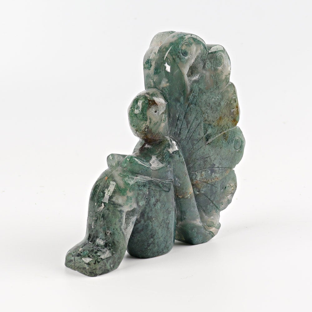 3.8" Moss Agate Fairy Crystal Carvings Wholesale Crystals