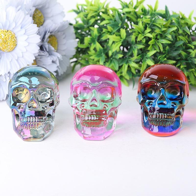 3" Aura Glass Skull Crystal Carvings Wholesale Crystals