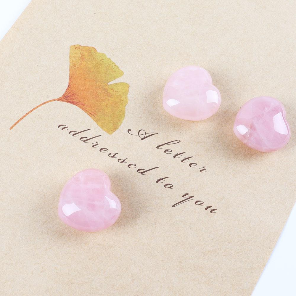 3cm Rose Quartz Heart Shape Crystal Carvings Palm Stone Wholesale Crystals