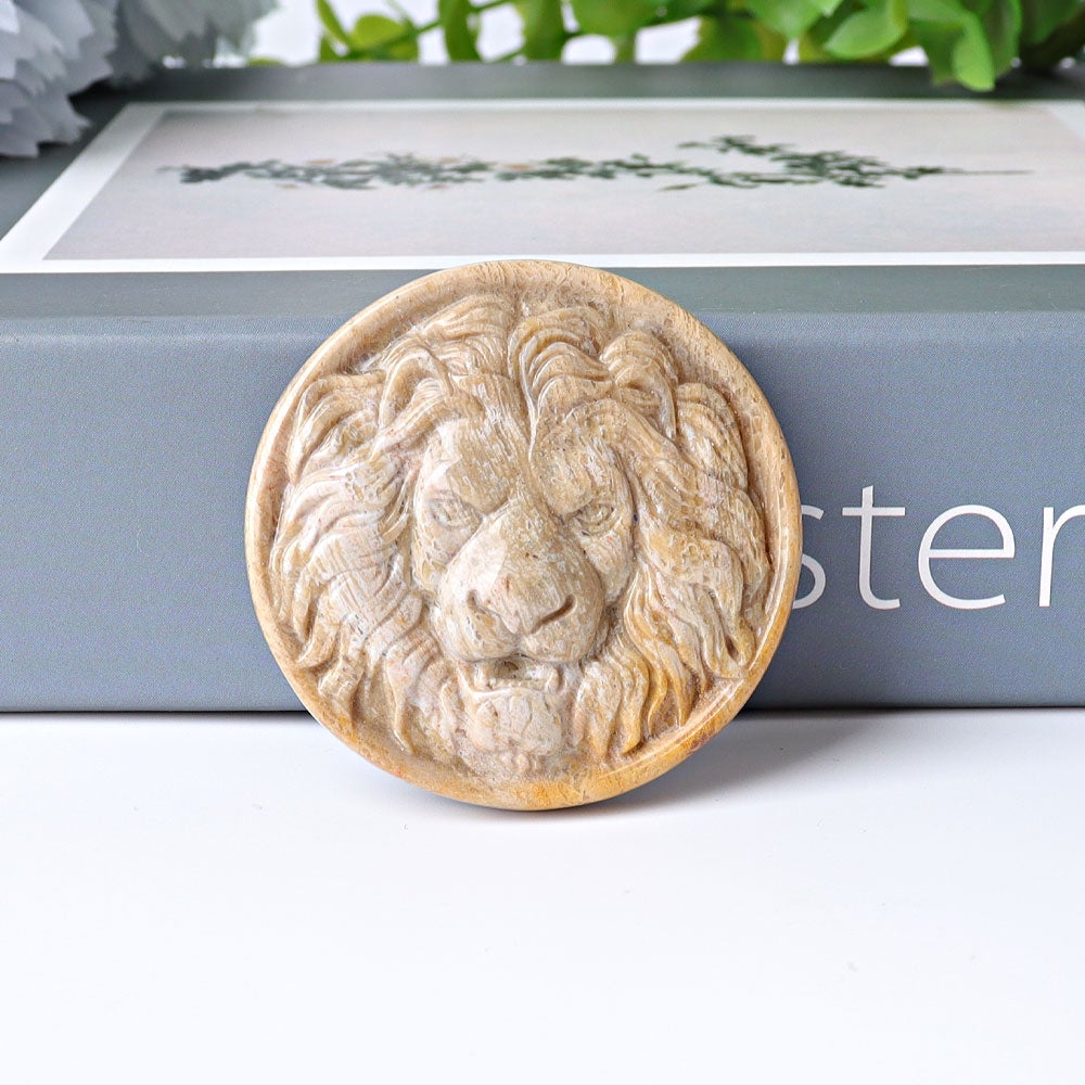 2" Round Lion Totem Crystal Carvings Wholesale Crystals