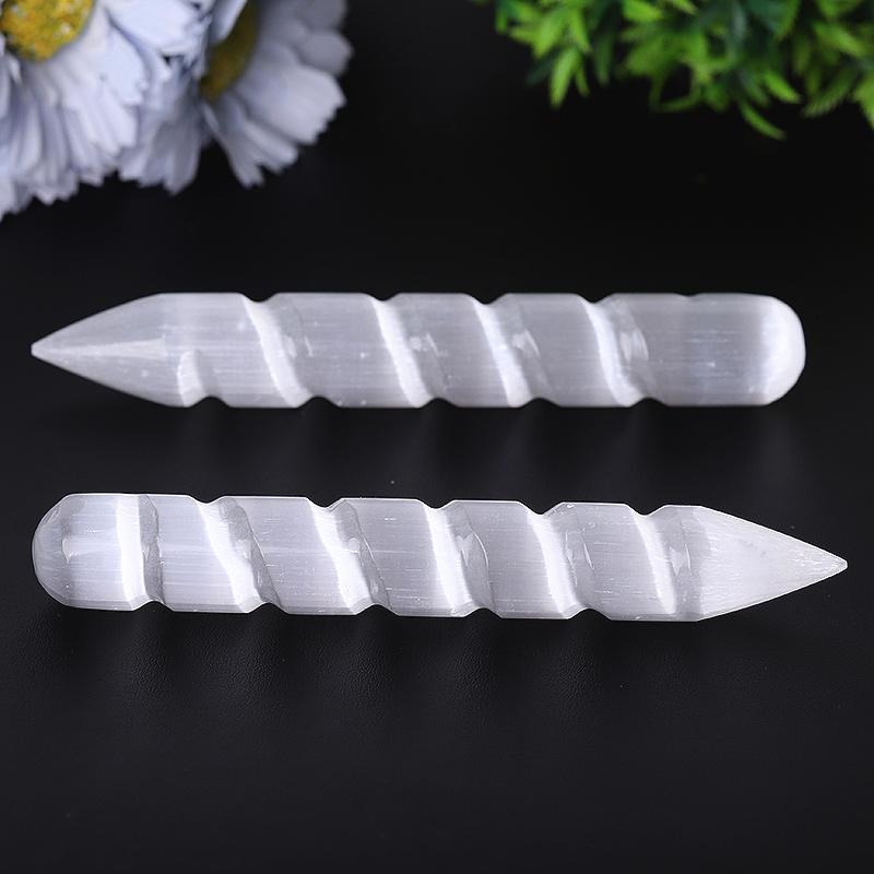6" Spiral White Selenite Wand Wholesale Crystals