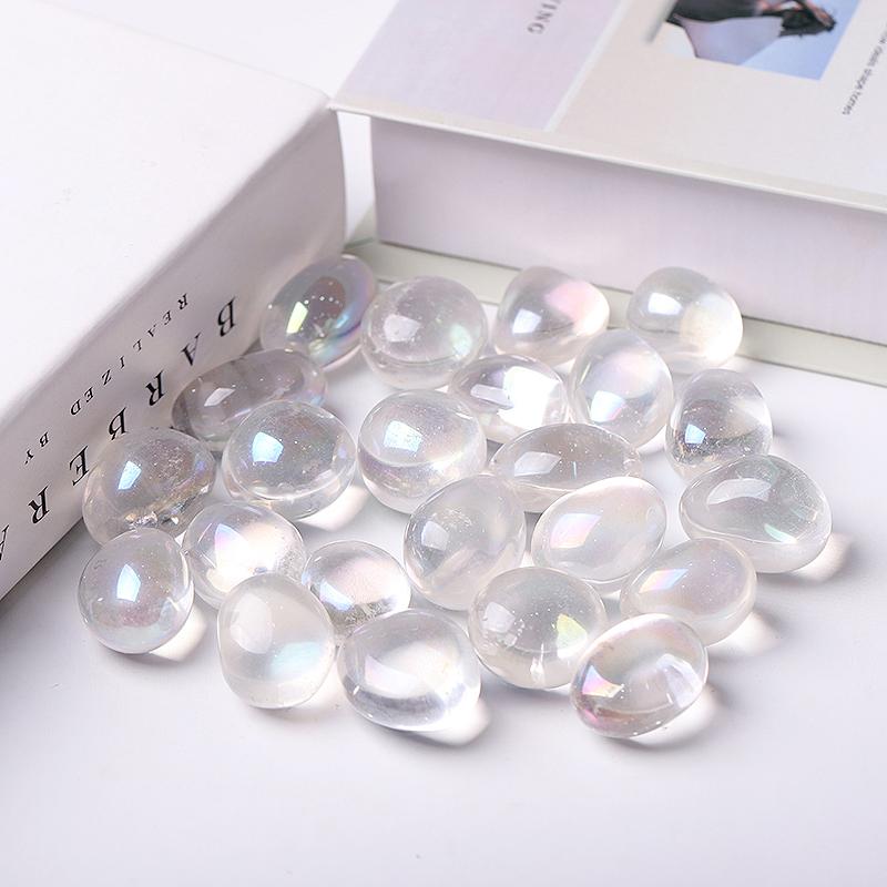 0.1kg 20mm-30mm Hot Sale Angle Aura Clear Quartz Tumbles Wholesale Crystals