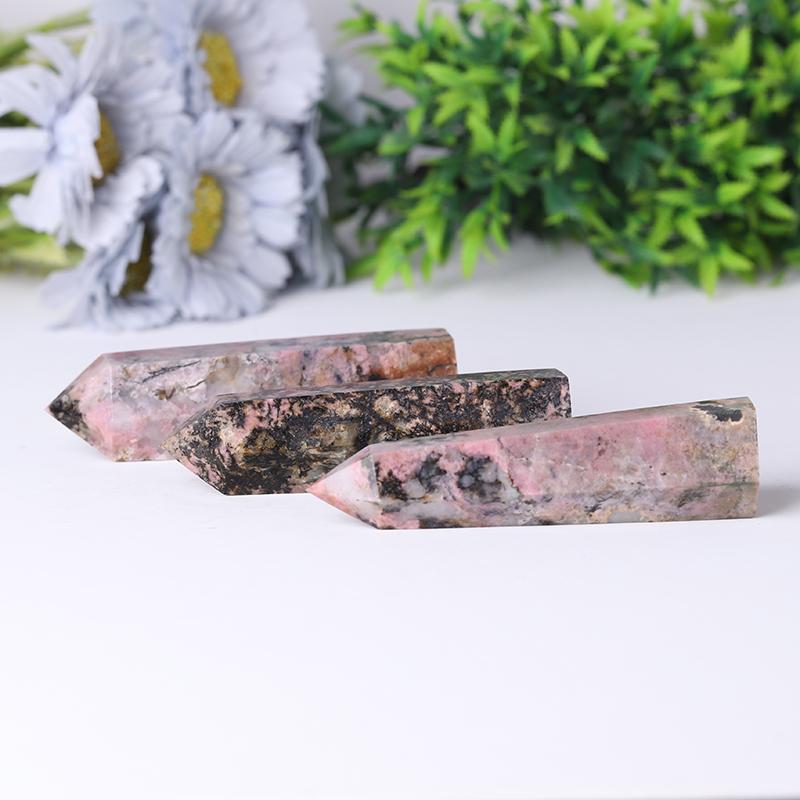 Wholesale Natural Crystal Spiritual Healing Stones Rhodonite Point Tower for Decoration Wholesale Crystals