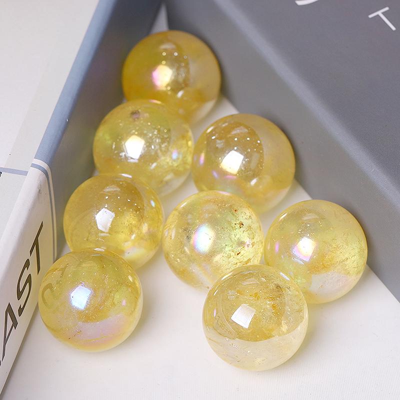 0.25kg Aura Yellow Crystal Spheres Wholesale Crystals