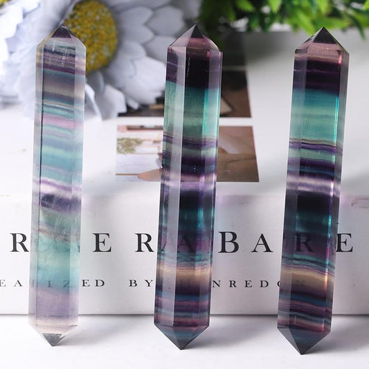 4" High Quality Rainbow Fluorite Double Terminated Point for Healing Wholesale Crystals