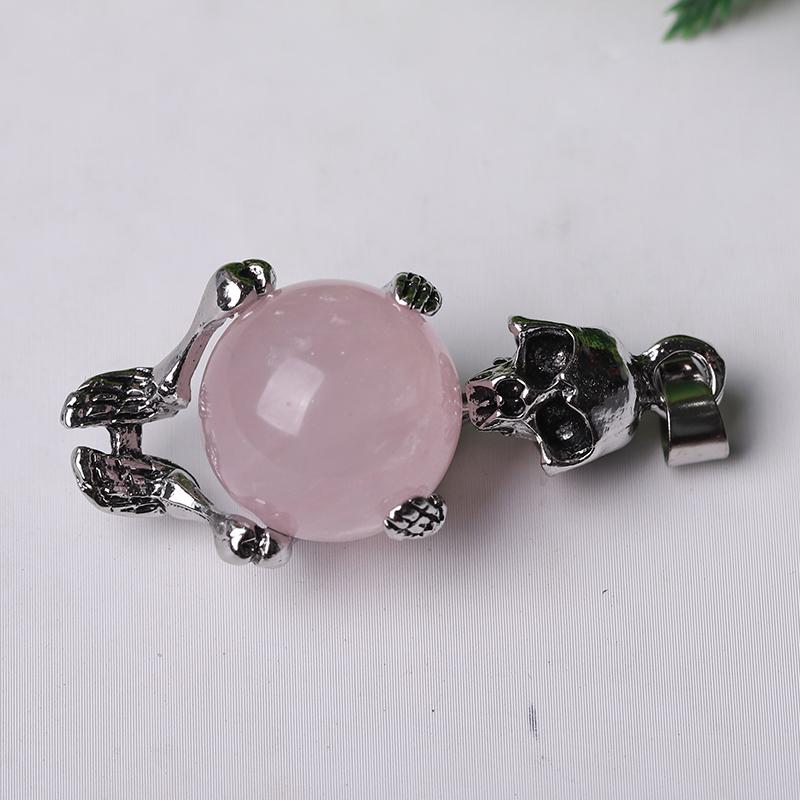 Wholesale Silver Skeleton Wrapped Round Ball Crystal Pendant Wholesale Crystals