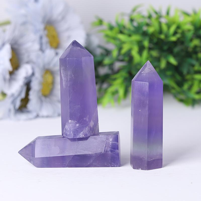 Wholesale Natural Healing Stone Purple Fluorite Points Wholesale Crystals