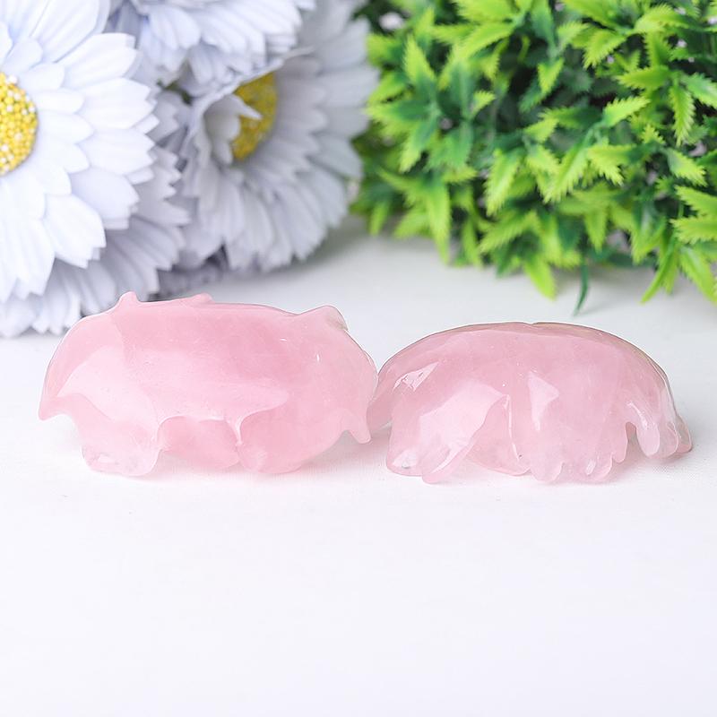 3" Rose Quartz Peony Crystal Carvings Wholesale Crystals