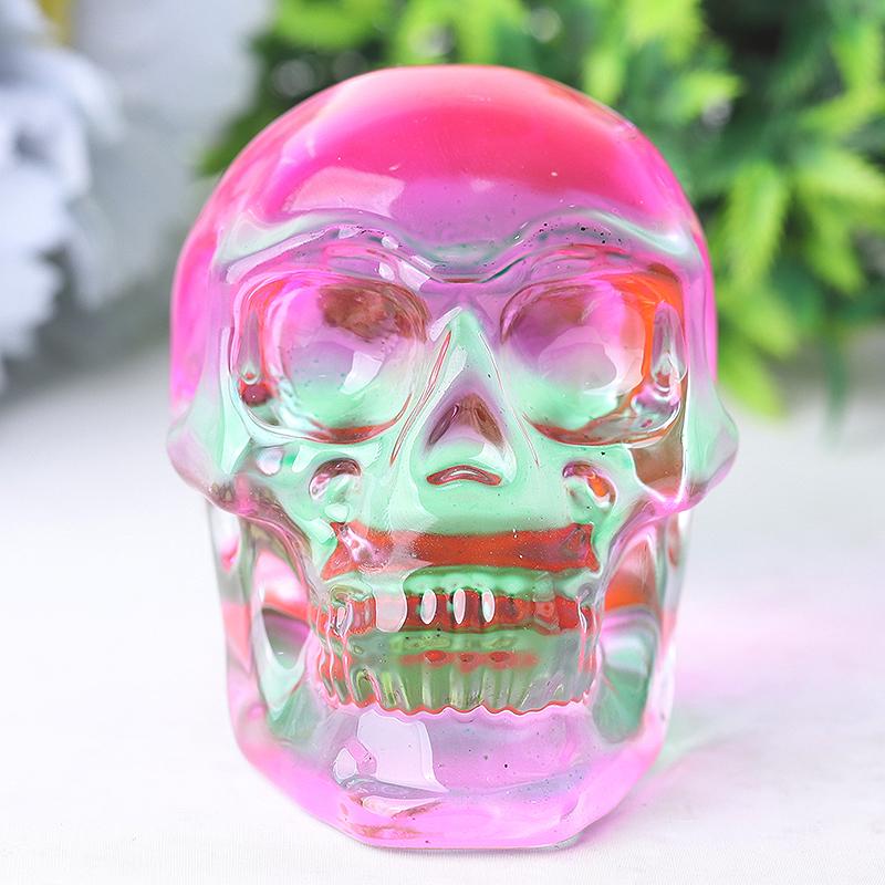 3" Aura Glass Skull Crystal Carvings Wholesale Crystals