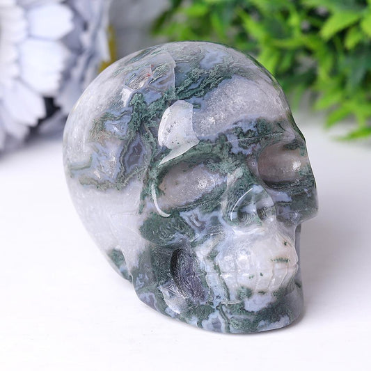 Moss Agate Crystal Skull Carvings Wholesale Crystals