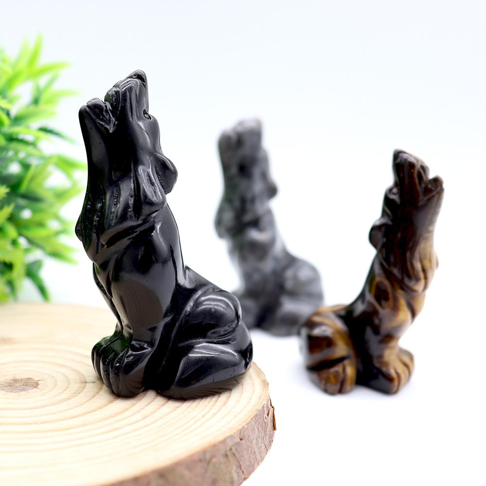 Hand carved wolf shaped crystal animal carving crafts Wholesale Crystals
