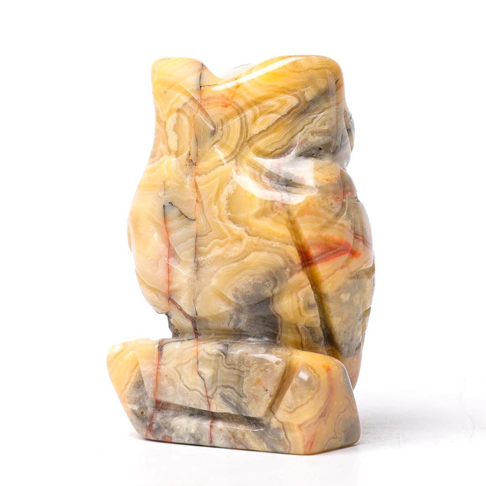 2.0" Crazy Agate Owl Figurine Crystal Carvings Wholesale Crystals