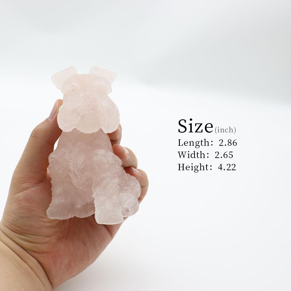 Rose Quartz Gravel Resin Dog Figurines Schnauzer Wholesale Crystals