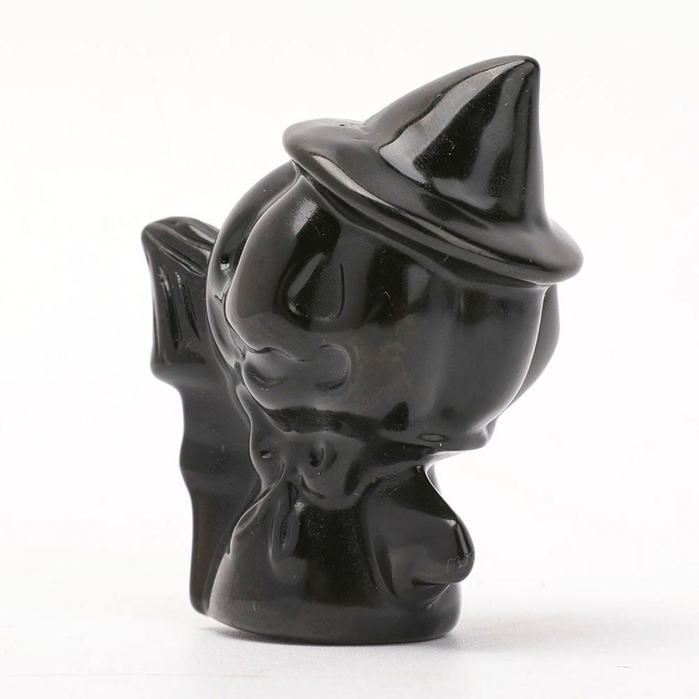 Black Obsidian Pumpkin Wizard Carvings Wholesale Crystals