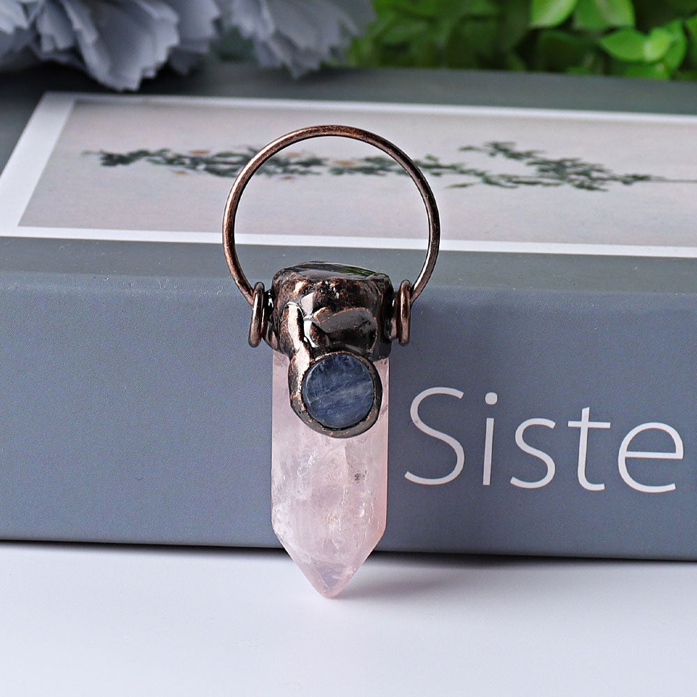 2.4" Amethyst Rose Quartz with Kyanite Pendant for DIY Wholesale Crystals