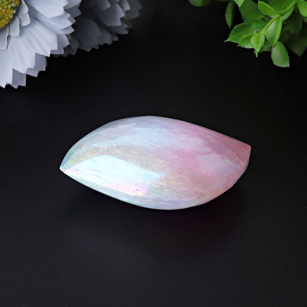 2.6" Selenite Aura Angel Crystal Palm Stone Wholesale Crystals
