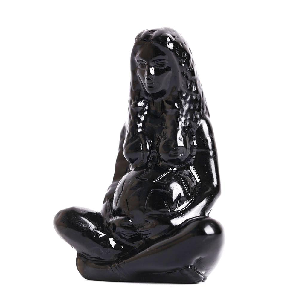Black Obsidian Earth Mother Goddess Crystal Carving Statue Wholesale Crystals