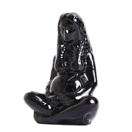 Black Obsidian Earth Mother Goddess Crystal Carving Statue Wholesale Crystals
