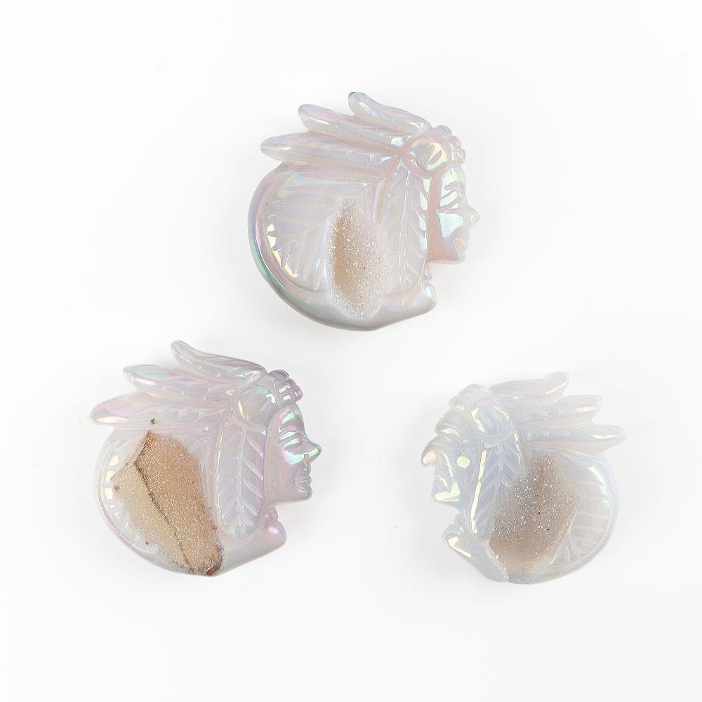 Aura Druzy Agate Indians Carvings Wholesale Crystals