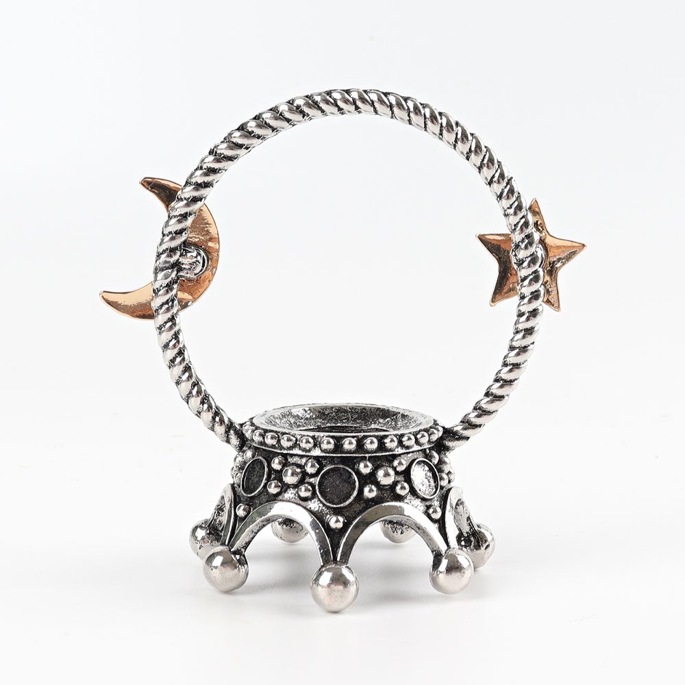 3" Metal Crown Design with Moon Star Decoration Stand Holder Wholesale Crystals