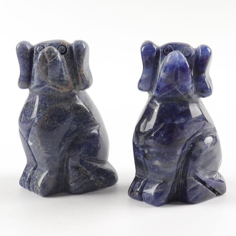 2" Sodalite Dog Figurine Crystal Carvings Wholesale Crystals