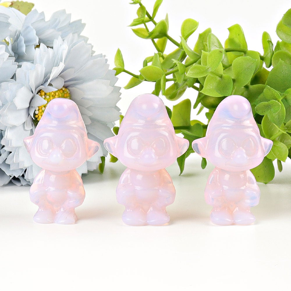 2" Pink Opalite Smurfs Crystal Carvings Wholesale Crystals