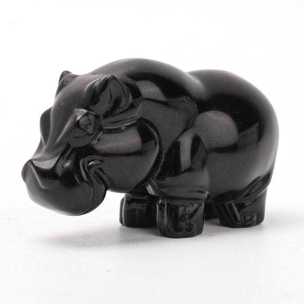 Black Obsidian Hippo Carvings Wholesale Crystals