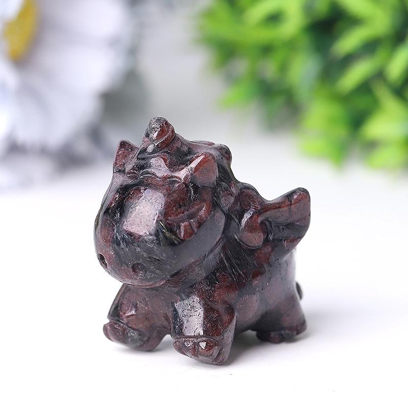 Natural Garnet Unicorn Hand Carving for Collection Wholesale Crystals